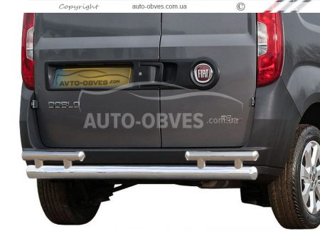 Защита заднего бампера Fiat Doblo - тип: на стойках, без парктронников фото 0