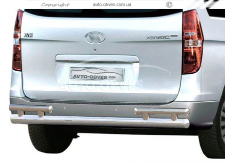 Rear bumper protection Hyundai H1 2008-2017 - type: on racks, without parking sensors фото 0