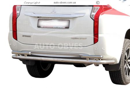 Захист заднього бампера Mitsubishi Pajero Sport 2016-2019 - тип: на стійках, без парктронників фото 0