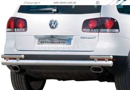 Rear bumper protection VW Touareg 2002-2010 - type: on struts, without parking sensors фото 0