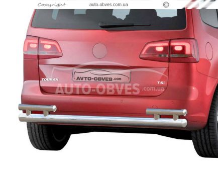 Rear bumper protection Volkswagen Touran 2010-2015 - type: on racks, without parking sensors фото 0