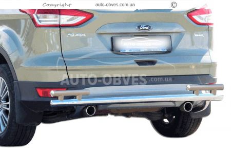 Защита заднего бампера Ford Kuga 2013-2016 - тип: на стойках, без парктронников фото 0