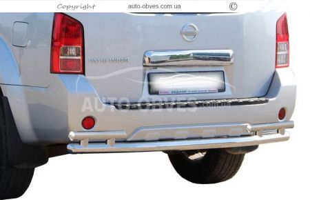 Nissan Pathfinder rear bumper protection - type: strut-mounted, without parking sensors фото 0