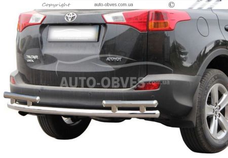 Защита заднего бампера Toyota Rav4 2013-2016 - тип: на стойках, без парктронников фото 0
