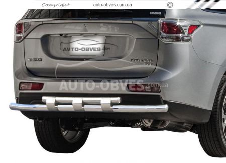 Защита заднего бампера Mitsubishi Outlander 2013-2015 - тип: модельная, с пластинами фото 0