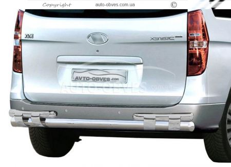 Bumper protection Hyundai H1 2008-2017 - type: on plates, without parking sensors фото 0