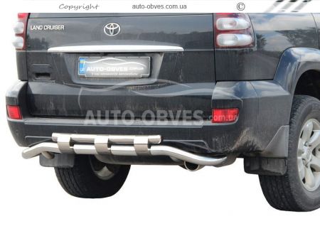 Rear bumper protection Toyota Prado 120 - type: model, with plates фото 0