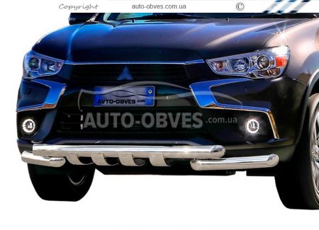 Bumper protection Mitsubishi ASX 2017-2020 - type: model, with plates фото 0