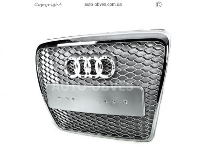Передня решітка Audi A6 C6 2004-2011 - type: RS style сіра з хромом фото 0