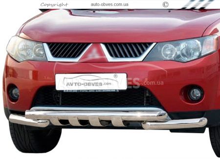Захист бампера Mitsubishi Outlander XL 2007-2010 - тип: модельний, з пластинами фото 0