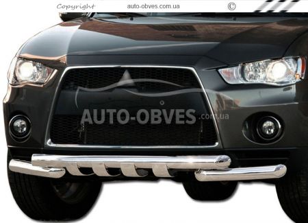 Защита бампера Mitsubishi Outlander XL 2010-2012 - тип: модельная, с пластинами фото 0