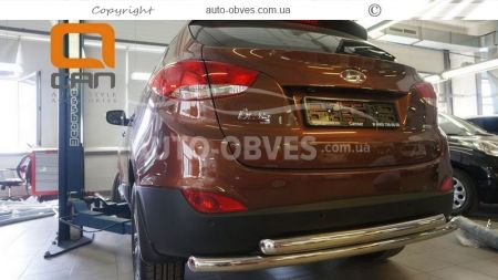 Hyundai ix35 rear bumper protection - type: double mustache фото 1