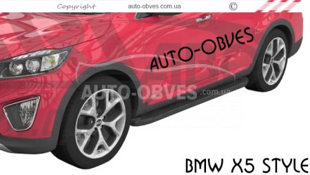 Боковые подножки Hyundai Santa Fe 2017-... - style: BMW, цвет: черный фото 3