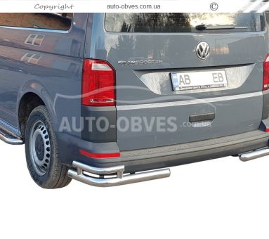 Rear bumper protection VW T6 - type: double corners фото 0