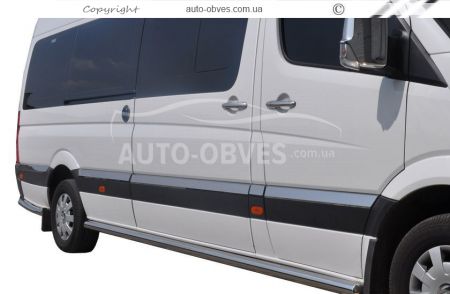 Накладки на молдинги дверные Volkswagen Crafter 2011-2016 нержавейка, длинная база фото 2