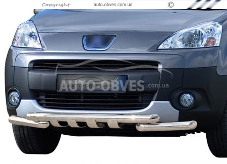 Защита бампера Citroen Berlingo 2008-2017 - тип: модельная, с пластинами фото 0