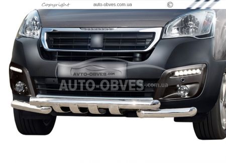Bumper protection Peugeot Partner 2015-... - type: model, with plates фото 0