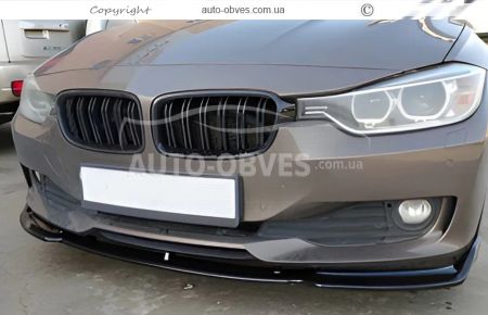 Накладка на передній бампер BMW 3-series F30 - type: lip для стокової версії, чорний глянець фото 3