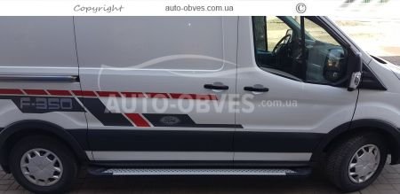 Aluminum running boards Ford Transit 2014-… - L1\L2\L3 bases - Style: BMW фото 1