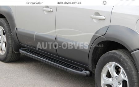 Боковые подножки Hyundai Tucson - style: BMW, цвет: черный фото 3