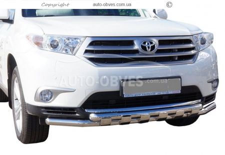 Bumper protection Toyota Highlander 2010-2013 - type: model with plates фото 0