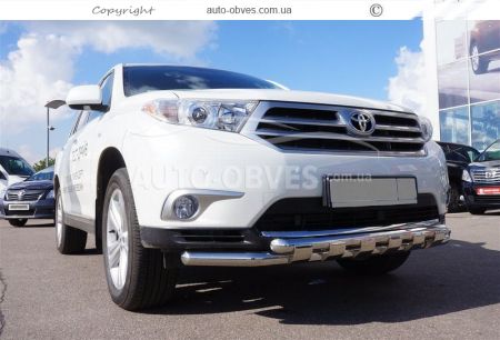 Bumper protection Toyota Highlander 2010-2013 - type: model with plates фото 1