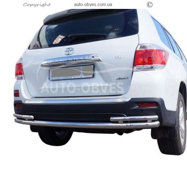 Toyota Highlander rear bumper protection - type: pipe with corners фото 0