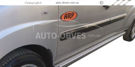 Накладки на молдинги дверные узкие Fiat Doblo 2006-2012, 4 шт нержавейка фото 2
