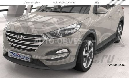 Подножки Hyundai Tucson 2021-... - style: Audi цвет: черный фото 1