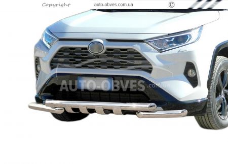 Защита бампера Toyota Rav4 2019-... - тип: модельная, с пластинами фото 0