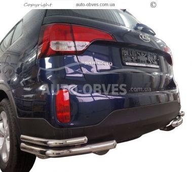 Rear bumper protection Kia Sorento 2013-2016 - type: double corners фото 0