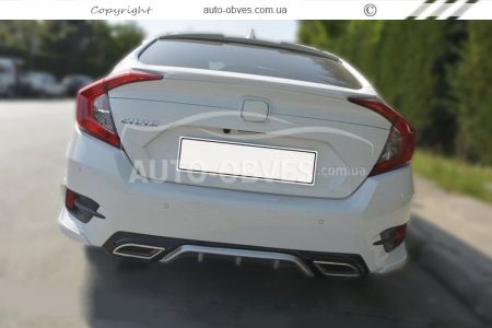 Дифузор на задній бампер Honda Civic Sedan X 2016-… - тип: meliset, під фарбування фото 3