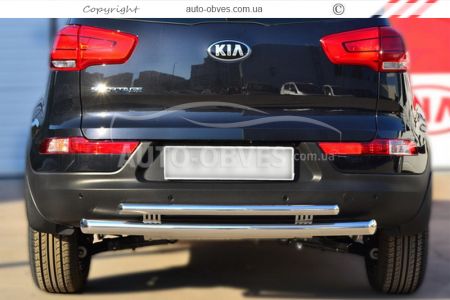 Rear bumper protection Kia Spotage 2010-2015 - type: double фото 3