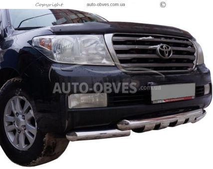 Bumper protection Toyota Land Cruiser 200 2007-2016 - type: model with plates фото 2