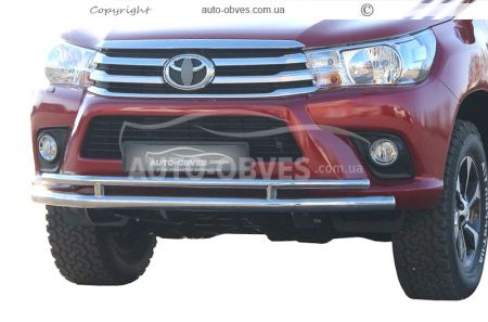 Захист переднього бампера Toyota Hilux 2015-2020 - тип: подвійна труба фото 0