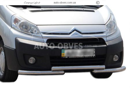 Front bumper protection Jumpy, Scudo, Expert 2007-2016 - type: double mustache фото 0