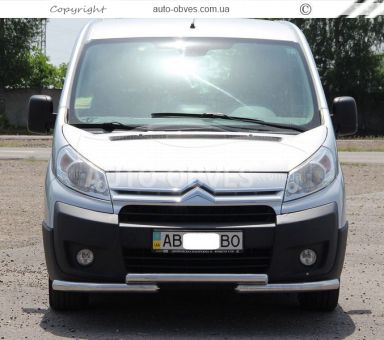 Front bumper protection Jumpy, Scudo, Expert 2007-2016 - type: double mustache фото 2