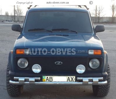 Bumper protection Lada Niva - type: model with plates фото 3