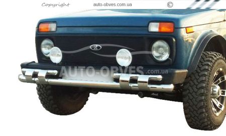 Bumper protection Lada Niva - type: model with plates фото 0