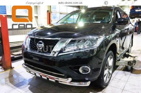 Защита бампера Nissan Pathfinder 2015-... - тип: модельная с пластинами фото 2