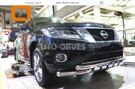 Защита бампера Nissan Pathfinder 2015-... - тип: модельная с пластинами фото 1