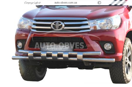 Защита бампера Toyota Hilux 2015-2020 - тип: модельная с пластинами фото 0