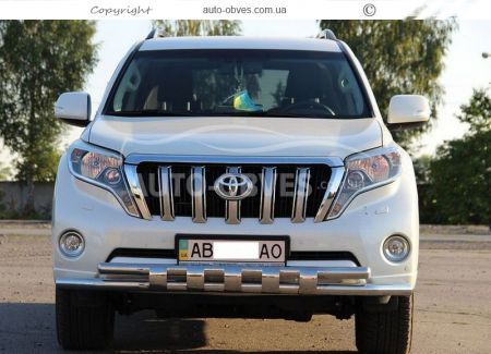 Bumper protection Toyota Prado 150 2014-2018 - type: model with plates фото 3