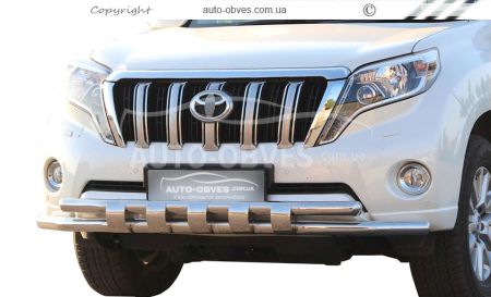 Bumper protection Toyota Prado 150 2014-2018 - type: model with plates фото 0