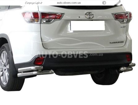 Защита заднего бампера Toyota Highlander 2014-2017 - тип: двойные углы фото 0
