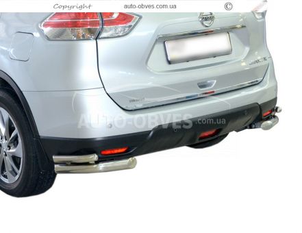 Rear bumper protection Nissan X-Trail 2014-2017 - type: double corners фото 0