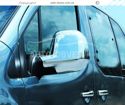 Chrome lining for mirrors Peugeot Partner 2008-2012, 2012-2018 abs chrome фото 6