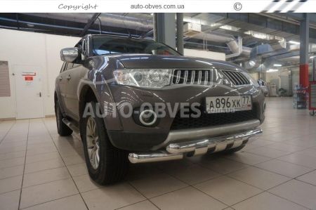 Защита бампера Mitsubishi Pajero Sport, L200 - тип: модельная с пластинами фото 2