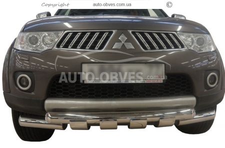 Bumper protection Mitsubishi Pajero Sport, L200 - type: model with plates фото 0