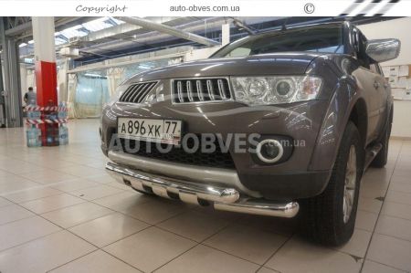 Защита бампера Mitsubishi Pajero Sport, L200 - тип: модельная с пластинами фото 3